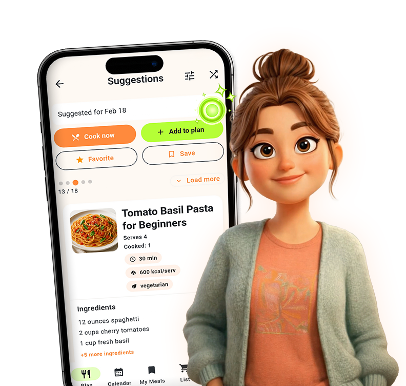 MealTap app showing quick meal suggestions for a weekly dinner plan on a phone screen.