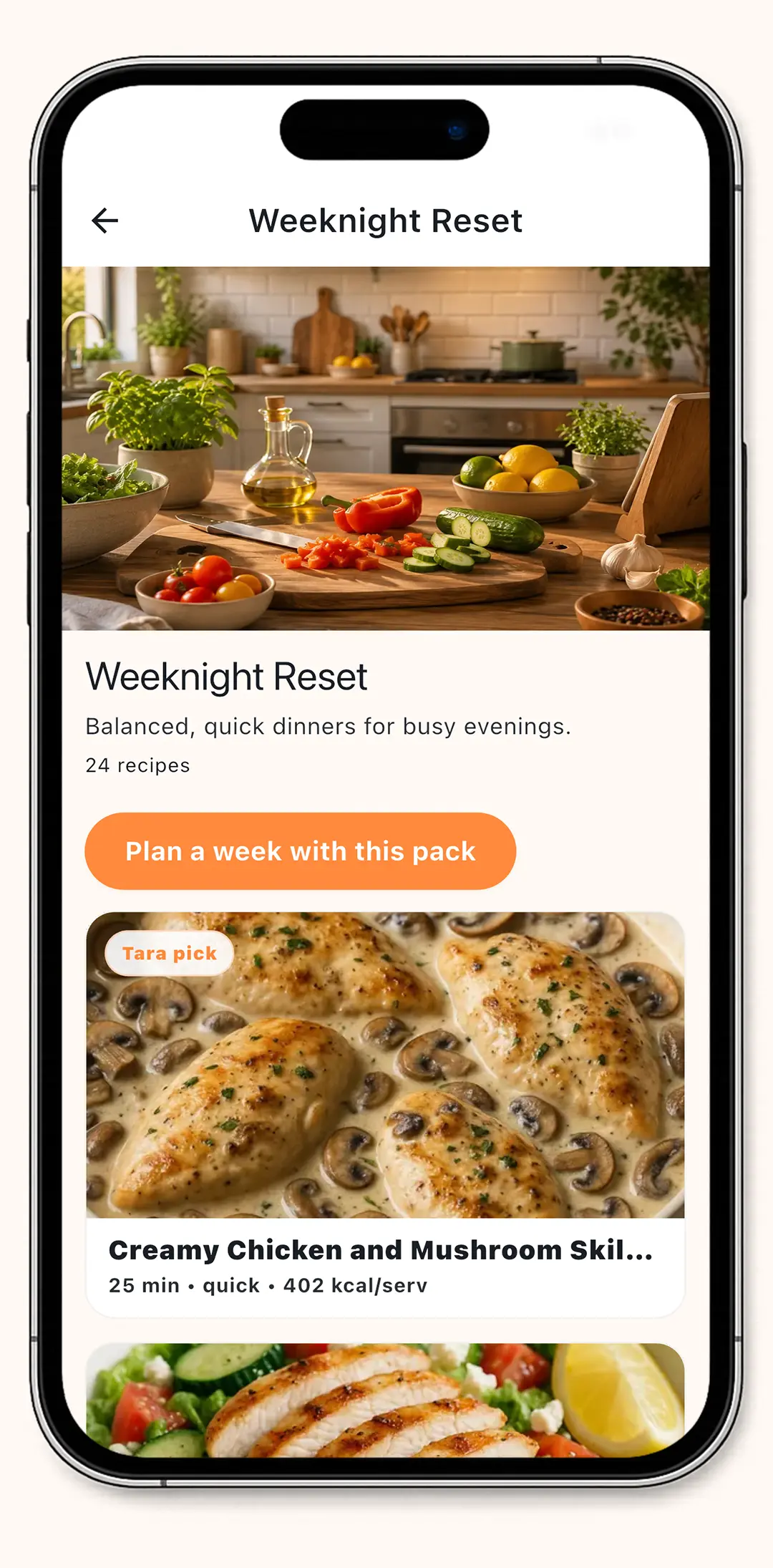 MealTap pack preview screen.